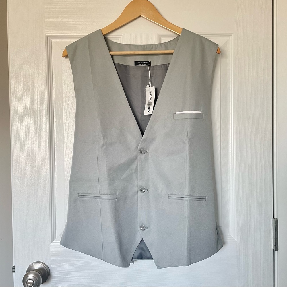 Coofandy Men’s grey suit vest Classic Business Casual Formalwear Prom Wedding M